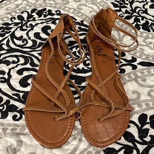 Rue21 brown sandals with ankle zipper
